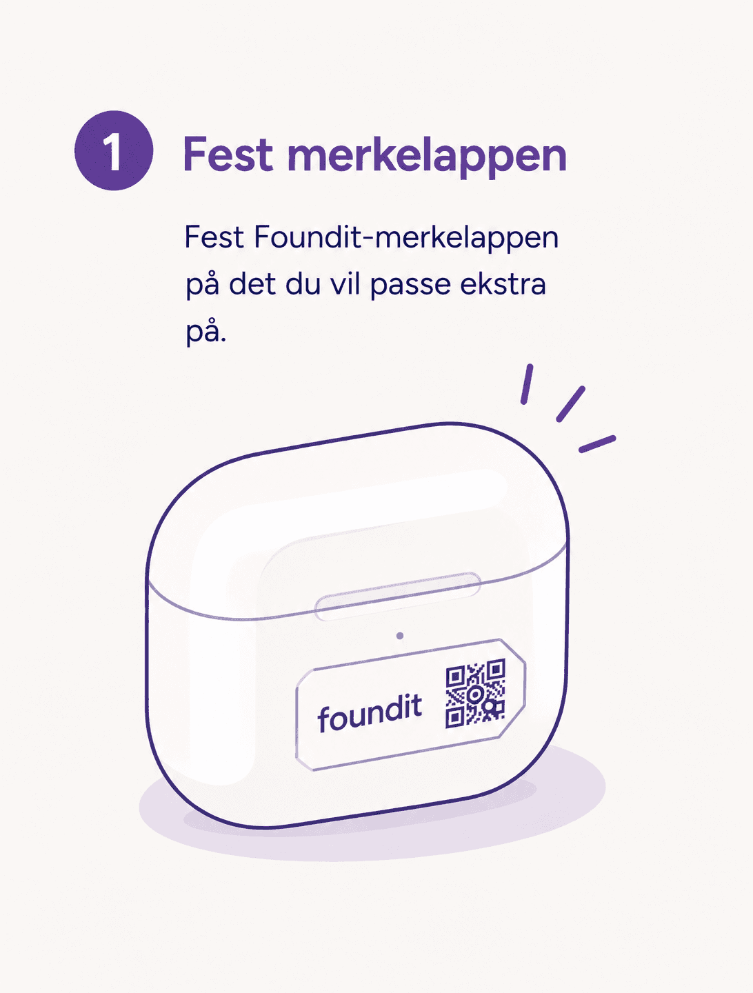 Foundit QR-merkelapp på AirPods-etui
